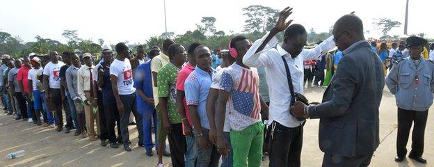 Supporters faced delays entering the stadium while they were checked