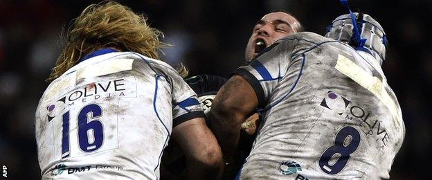 Bath forwards Ross Batty and Leroy Houston hammer Toulouse scrum-half jean-Mac Doussain