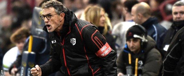 Toulouse coach Guy Noces rages on the touchline