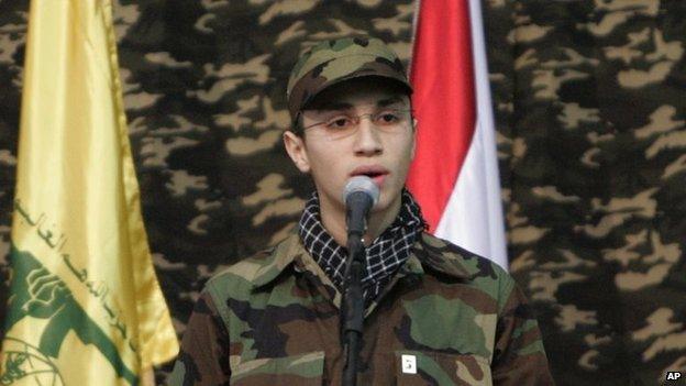 , the son if Imad Mughniyeh, Jihad Mughniyeh speaks during a rally to commemorate his father (22 February 2008)