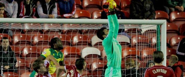 Dimitros Konstantopoulos claims a cross as Middlesbrough beat Norwich