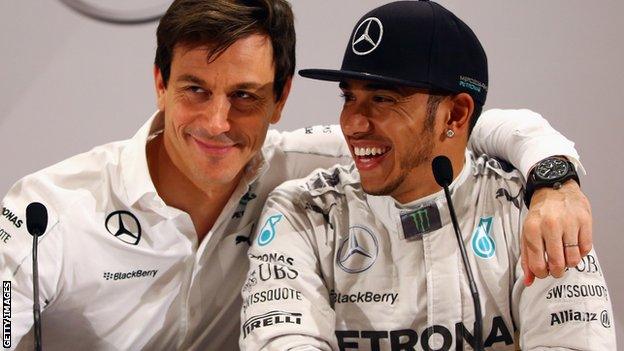 Toto Wolff and Lewis Hamilton