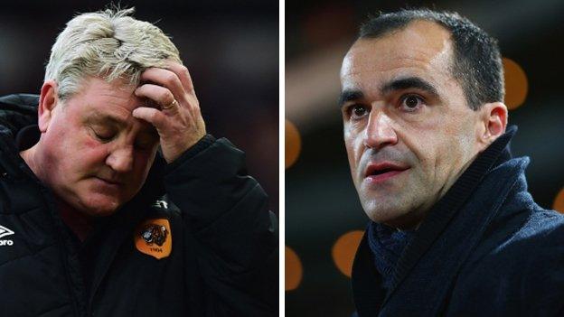 Hull manager Steve Bruce and Everton boss Roberto Martinez