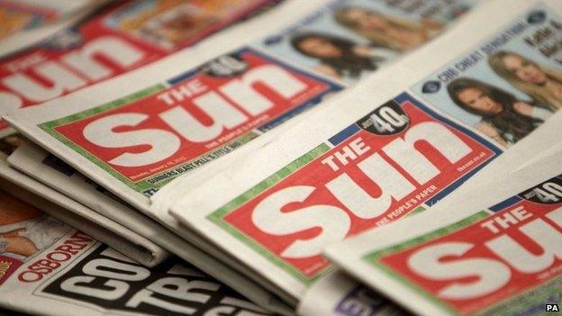 Copies of the Sun newspaper