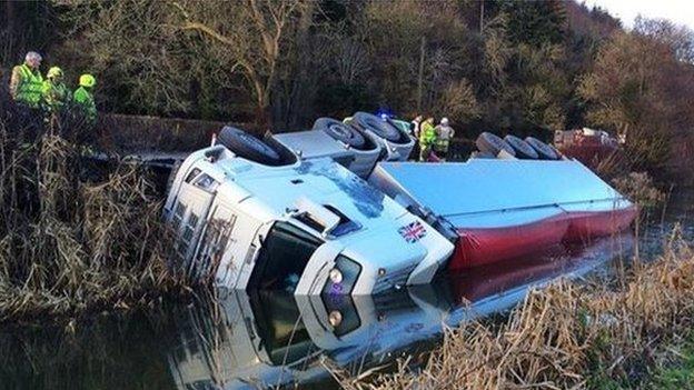 lorry in canal