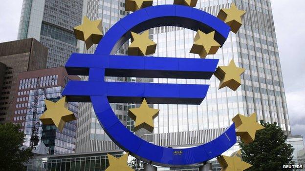 The euro sign outside of the European Central Bank in Frankfurt