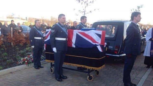 Mr Nutbrown's coffin was draped in the Union flag