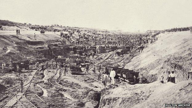 Construction of the first Suez Canal in Egypt (1859)