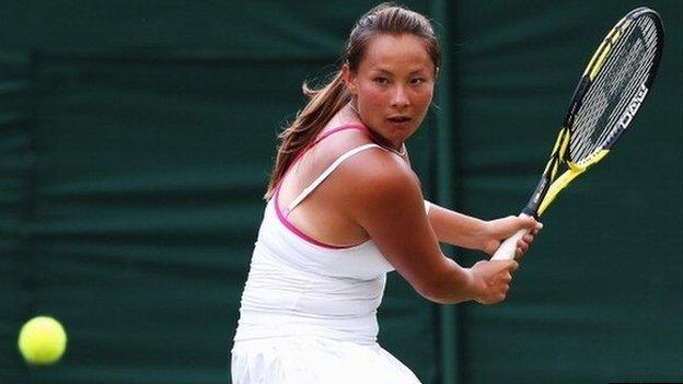 British number 6 Tara Moore plays at Wimbledon