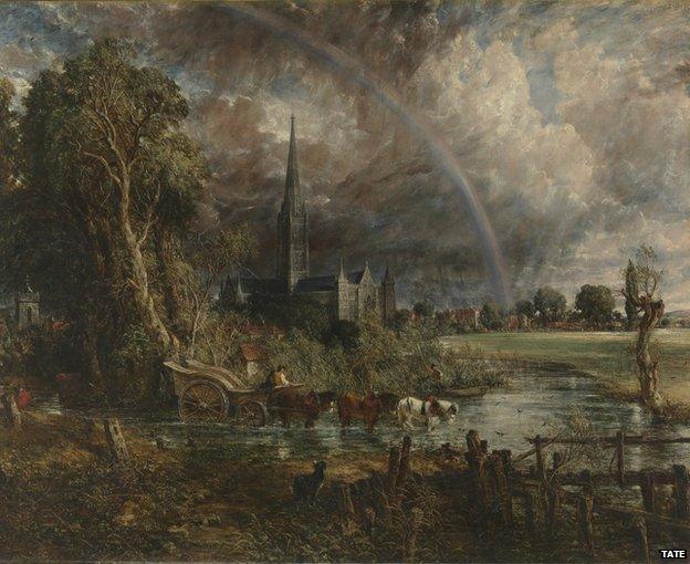 John Constable's "Salisbury Cathedral from the Meadows"