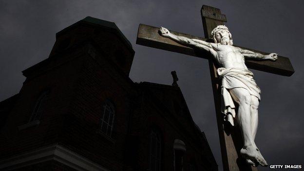 Crucifix in a churchyard in England