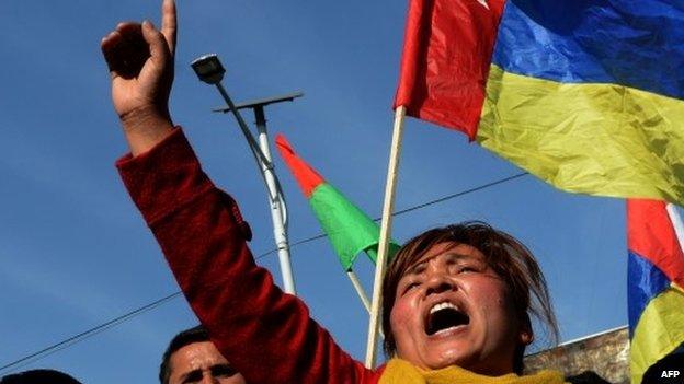 A general strike in Kathmandu on 20 January 2015