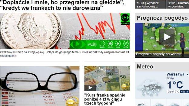 Screen grab of TVN24 website in Poland