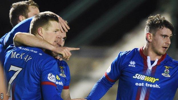 Billy Mckay (left) celebrates as Inverness defeat St Johnstone