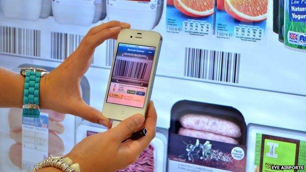 Tesco virtual shopping wall at Gatwick