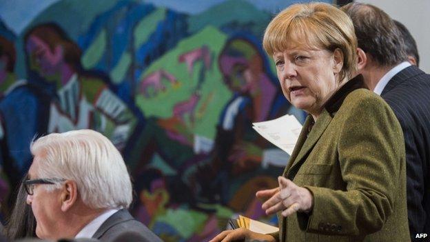 Chancellor Angela Merkel with Foreign Minister Frank-Walter Steinmeier