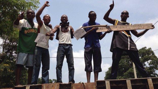 Protesters in Kinshasa on 21 January 2015