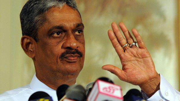 Former Sri Lankan army chief Sarath Fonseka addresses journalists in Colombo - 14 June 2012