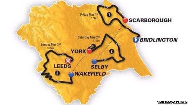 Map of the Tour de Yorkshire