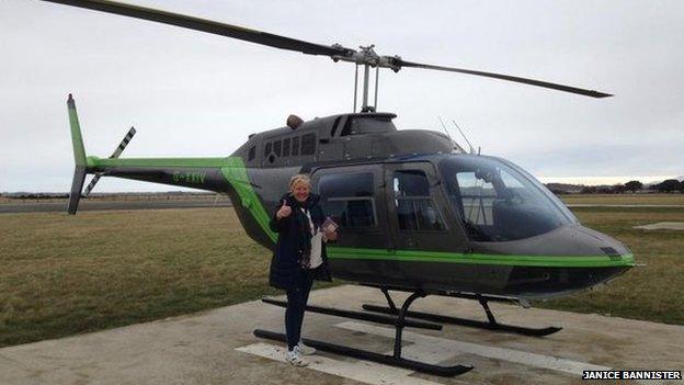 Janice Bannister with helicopter