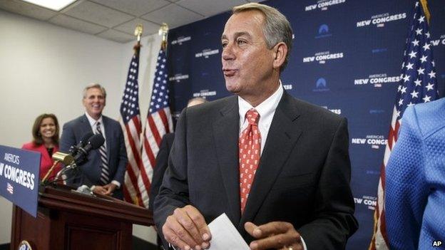 On the morning after President Barack Obama's State of the Union speech, House Speaker John Boehner of Ohio, leaves a news conference on Capitol Hill in Washington, 21 January 2015