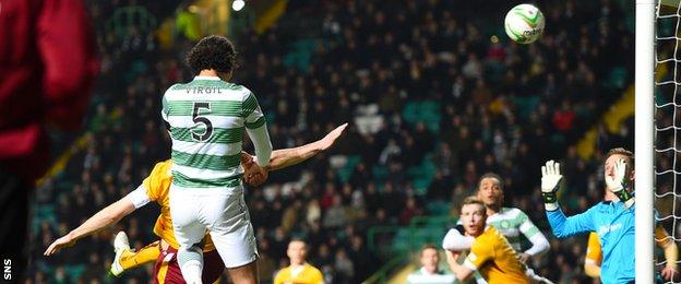 Virgil van Dijk scores for Celtic against Motherwell