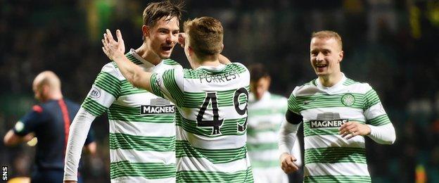 Celtic players celebrating