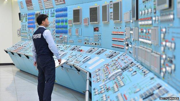 In this handout provided by the Korea Hydro and Nuclear Power Co., Workers of the Korea Hydro and Nuclear Power Co. participate in anti cyber attack exercise at Wolsong power plant on December 22, 2014 in Gyeongju, South Korea.