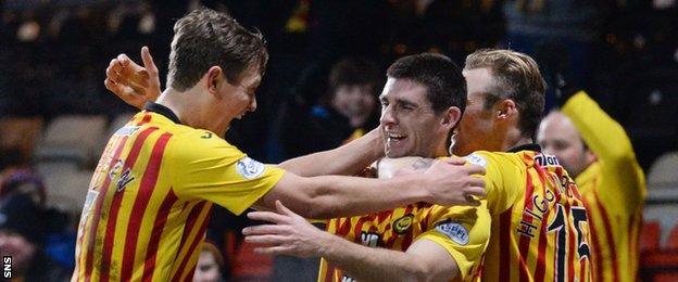 Partick Thistle players celebrating