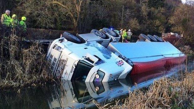 lorry in canal