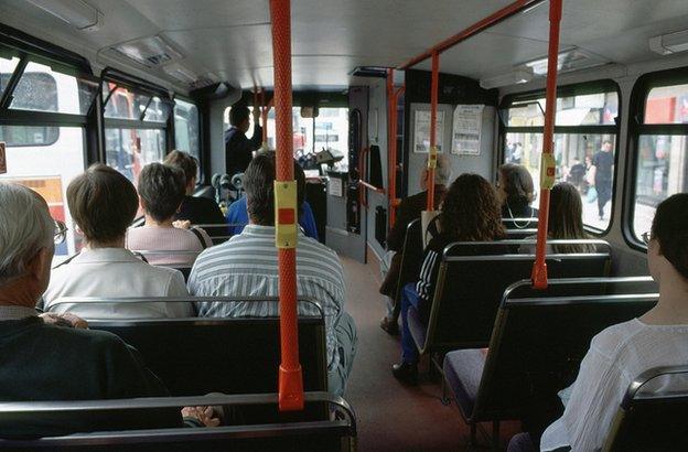 Inside a bus in Cambridge, 1999