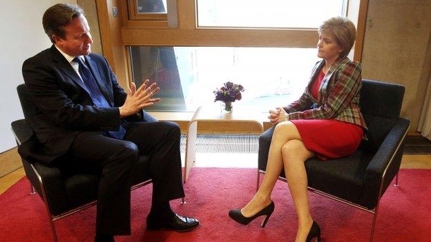 David Cameron and Nicola Sturgeon have met at the Scottish Parliament