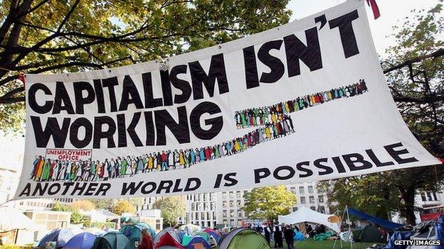 Occupy London protest banner