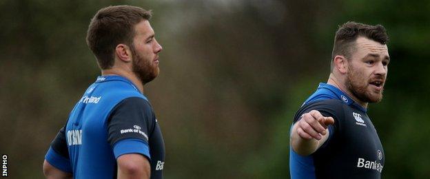 Sean O'Brien and Cian Healy at Leinster training earlier this month