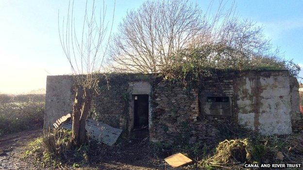 Abandoned World War II pillbox on the banks of the Bridgwater and Taunton Canal