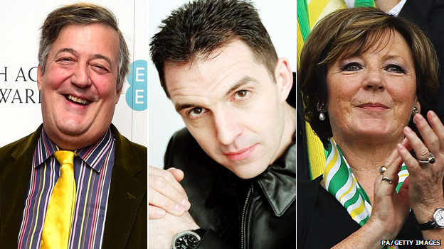 Stephen Fry, Tim Westwood and Delia Smith