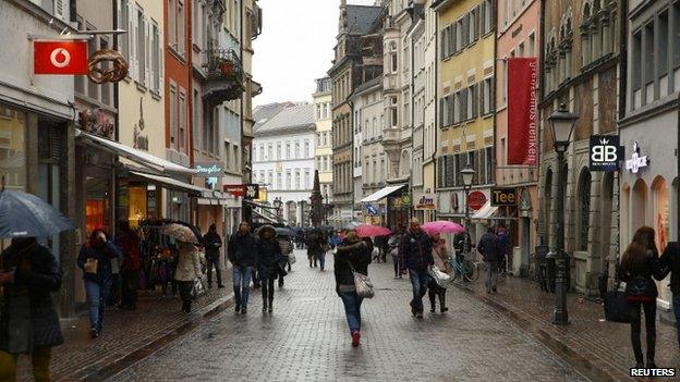 Shopping street at Konstanz in southern Germany (17 Jan)