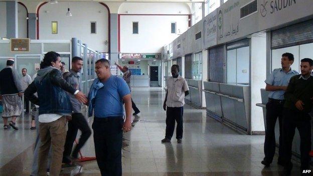 Aden's airport was shut down in protest at rebel actions in the capital, 22 January