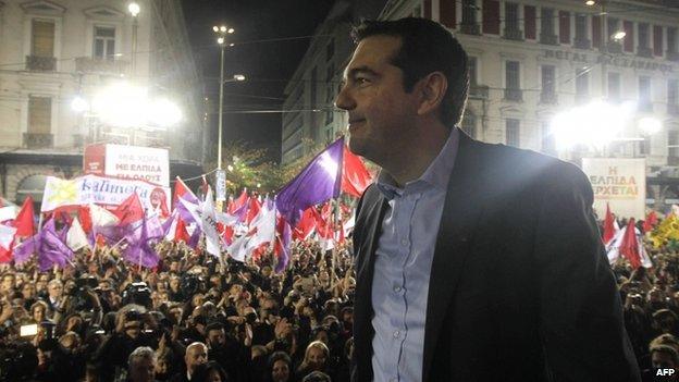 Alexis Tsipras addresses rally in Athens. 22 Jan 2015
