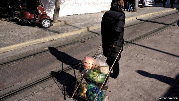 Woman at market in Athens. 18 Jan 2015