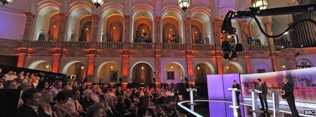 View of the BBC-broadcast debate during the 2010 general election