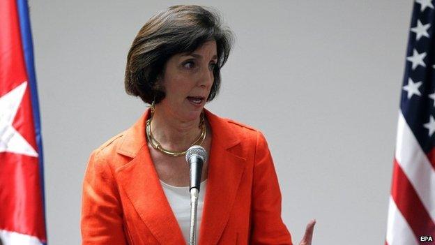 US assistant secretary of State for Western Hemisphere Affairs Roberta Jacobson speaks during a press conference after a meeting part of USA-Cuba talks at Conventions Palace in Havana, Cuba, 22 January 2015