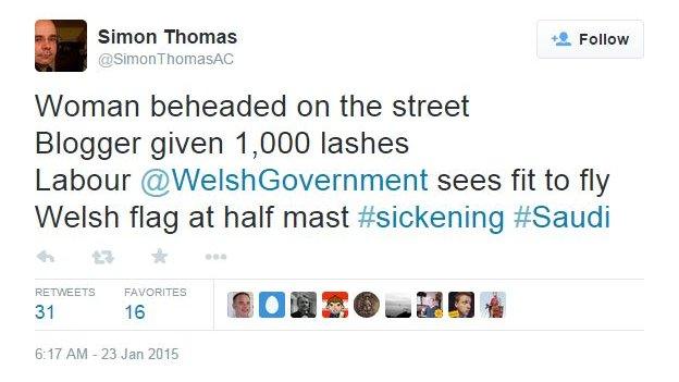 Simon Thomas tweet screen grab