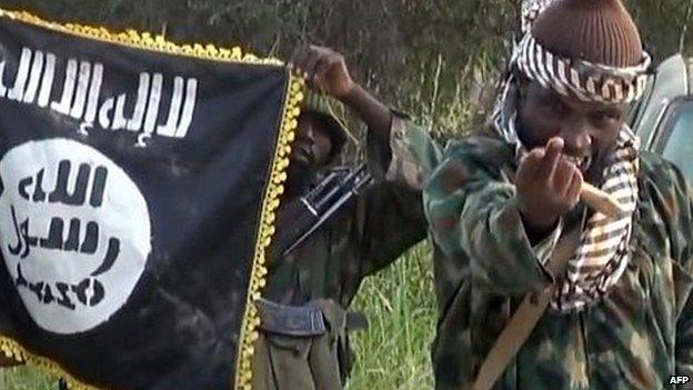 Boko Haram's leader taken from a video released by the group in October 2014