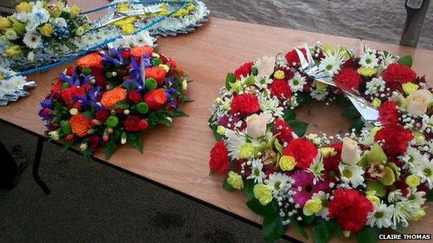 Wreaths at the service