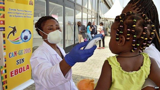 Ebola testing at the African Cup of Nations football tournament in Bata, Equatorial Guinea