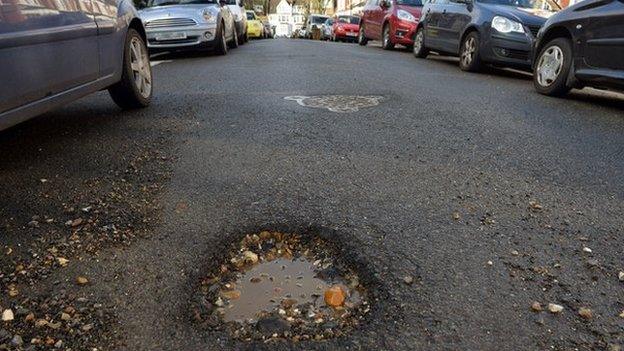 Pothole in London street