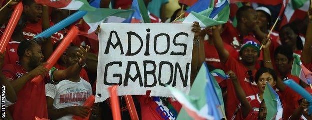 Equatorial Guinea fans celebrate their team's win and send a message to their opponents