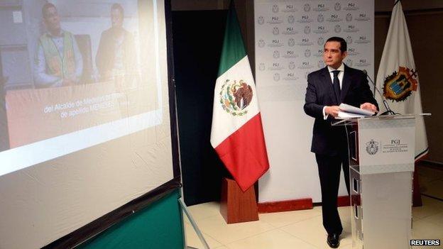 Prosecutor General of Justice for Veracruz, Luis Angel Bravo Contreras, speaks during a news conference about the case of journalist Moises Sanchez on 25 January, 2015.