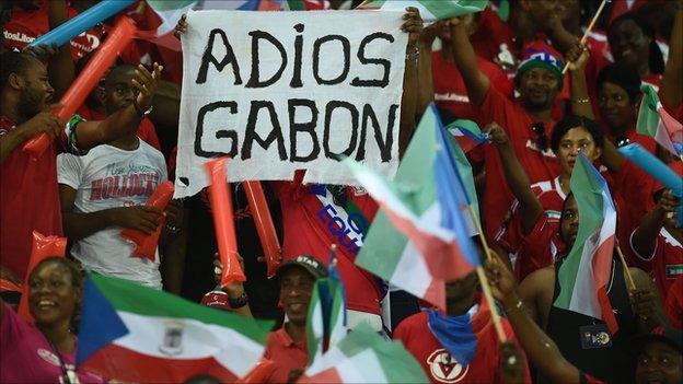 Equatorial Guinea fans celebrate victory over Gabon